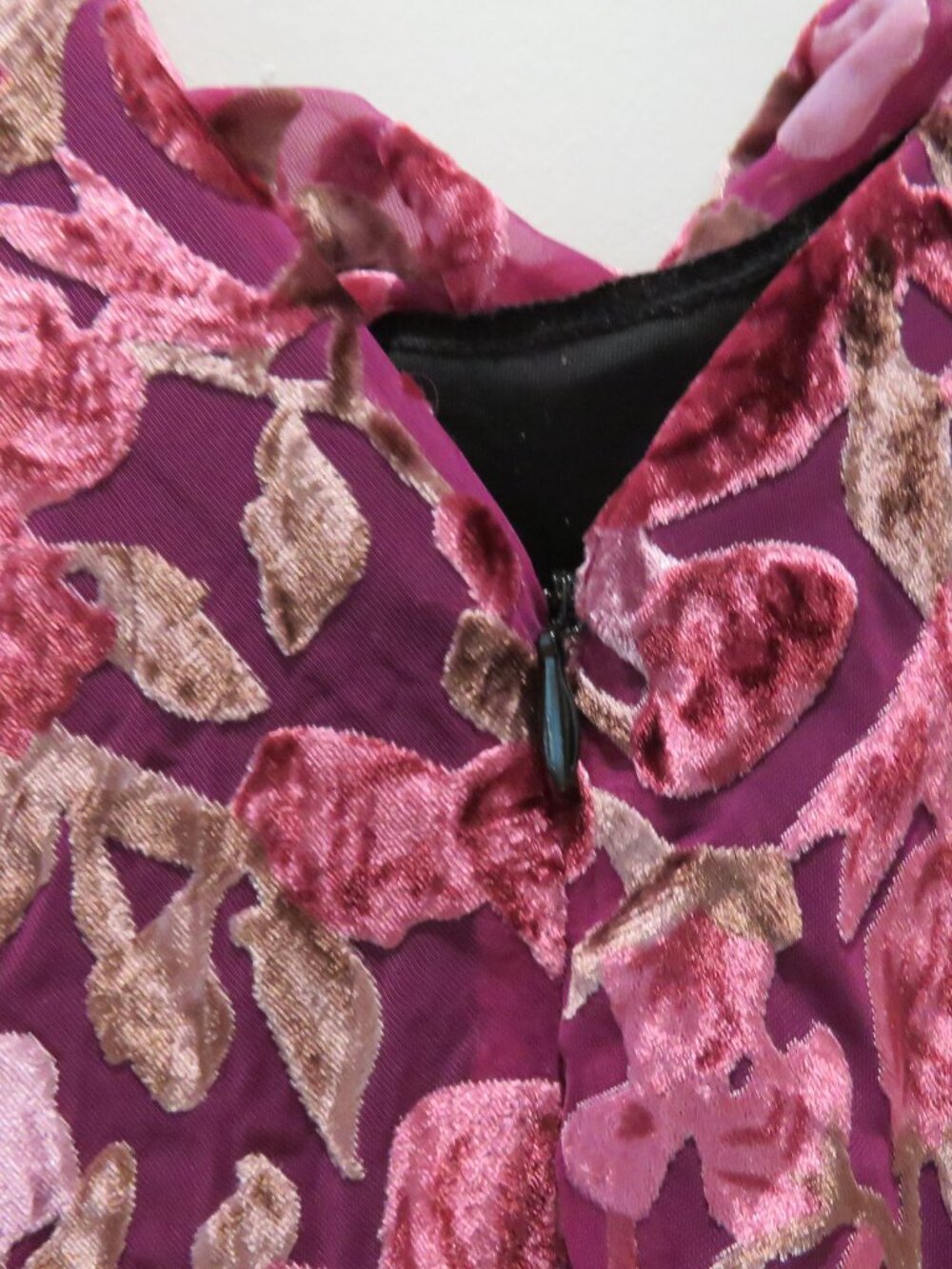 UNIQUE VINTAGE Velvet Burnout Floral Ruched Dress Pink XL Retro Pinup Cocktail - Picture 11 of 15